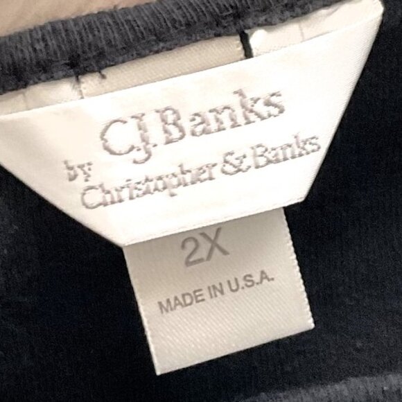 VINTAGE CJ BANKS POINSETTIA HOLIDAY CHRISTMAS T-SHIRT PLUS BLACK - Picture 6 of 8